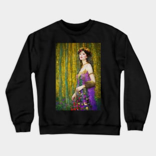 Colorful Klimpt Style Collage Portrait of Beautiful Woman Crewneck Sweatshirt